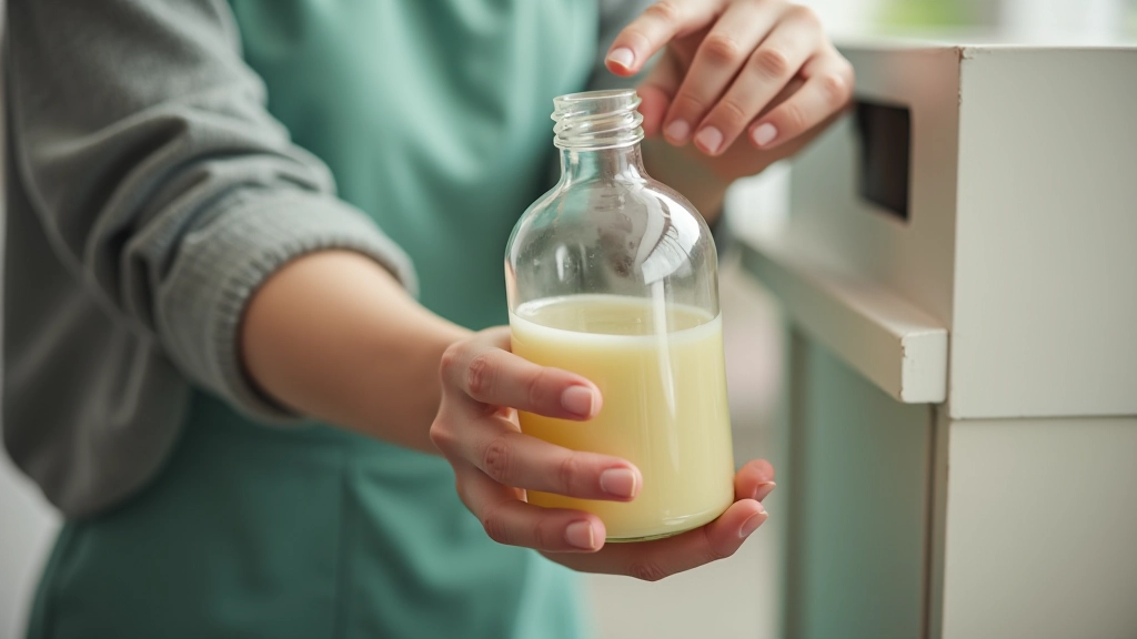 Mains tenant une bouteille en verre vide au-dessus d'une caisse de collecte pour la consignation